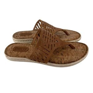 Born Sandals Brown Genuine Leather Womens Size 9 Eliora Thong Flip Flop Boho